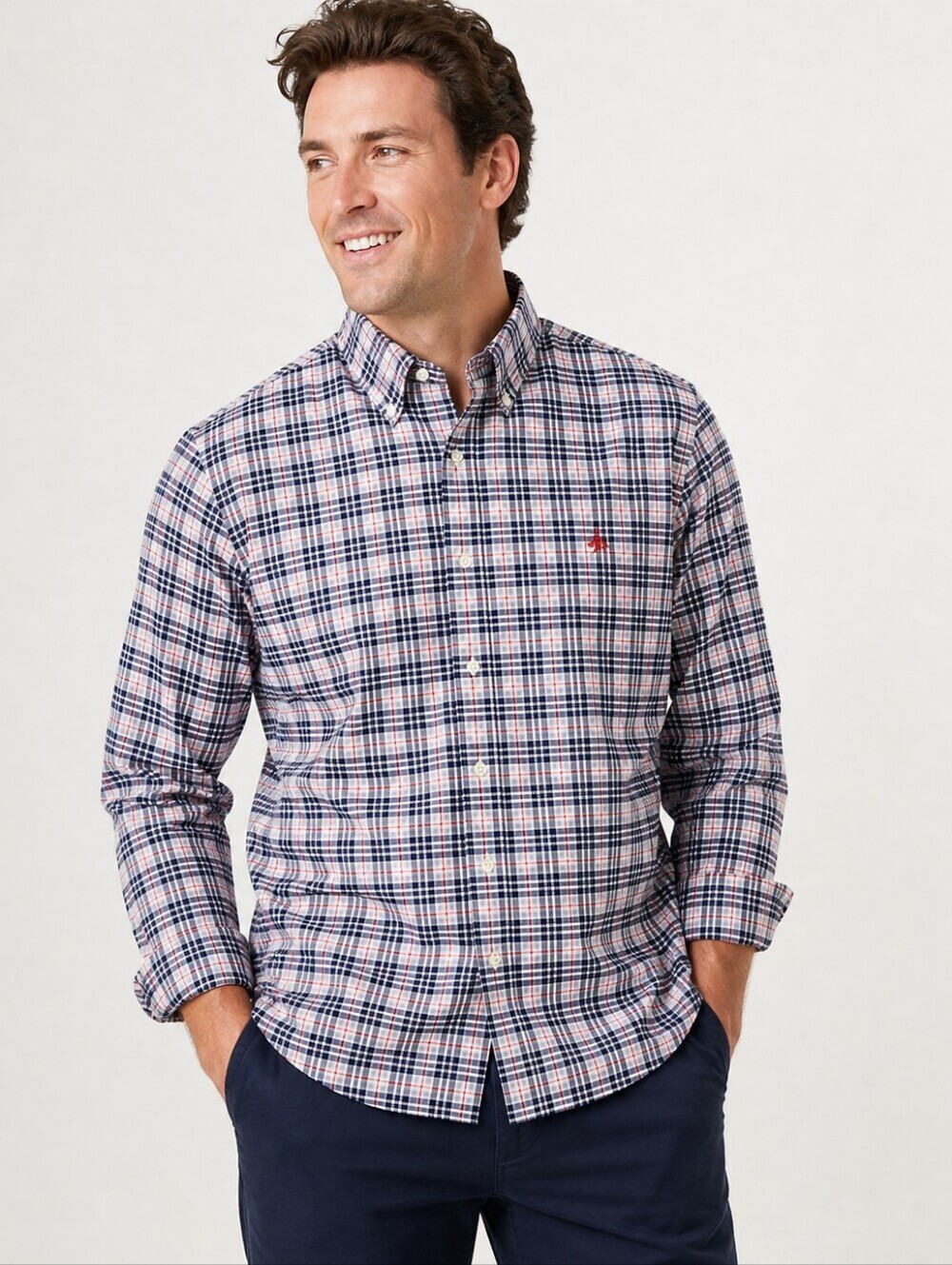 Brooks Brothers Madison Fit Plaid Button Down Shirt Men L Non Iron Supima Cotton